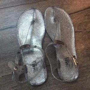 Silver glitter Michael kors jellies sandals